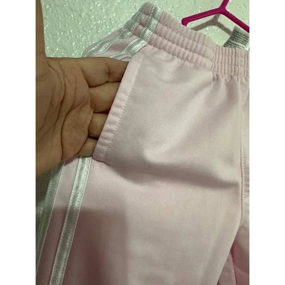 Adidas Tracksuit Set Size 4 Pink White Stripe Zip Up Jacket Pants Kids - Picture 11 of 12
